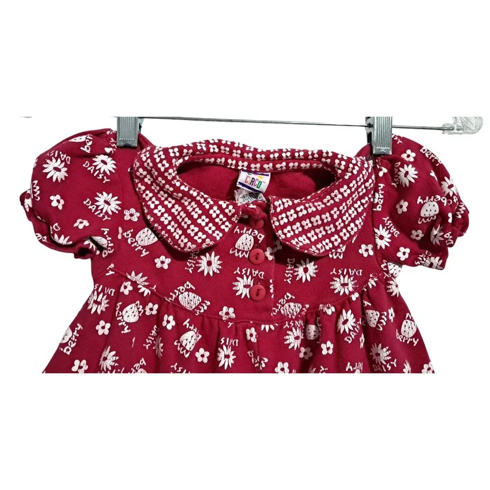 Vintage Circo Bubble Romper Baby Girls Red Floral 12M Peter Pan Collar Cotton Be